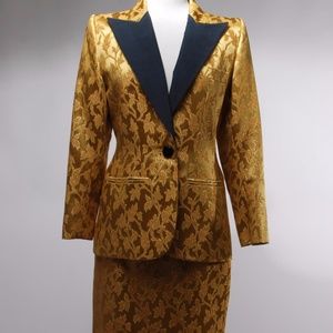 Yves Saint Laurent Gold leaf two piece Skirt Suit